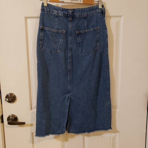 Pilcro straight denim button up skirt size 0 raw hem - Picture 3 of 12
